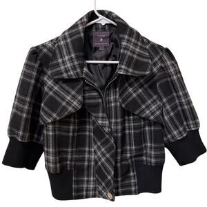 Vintage Y2K Plaid Cropped Zip Front Jacket Forever 21 Size Large Bella Swan